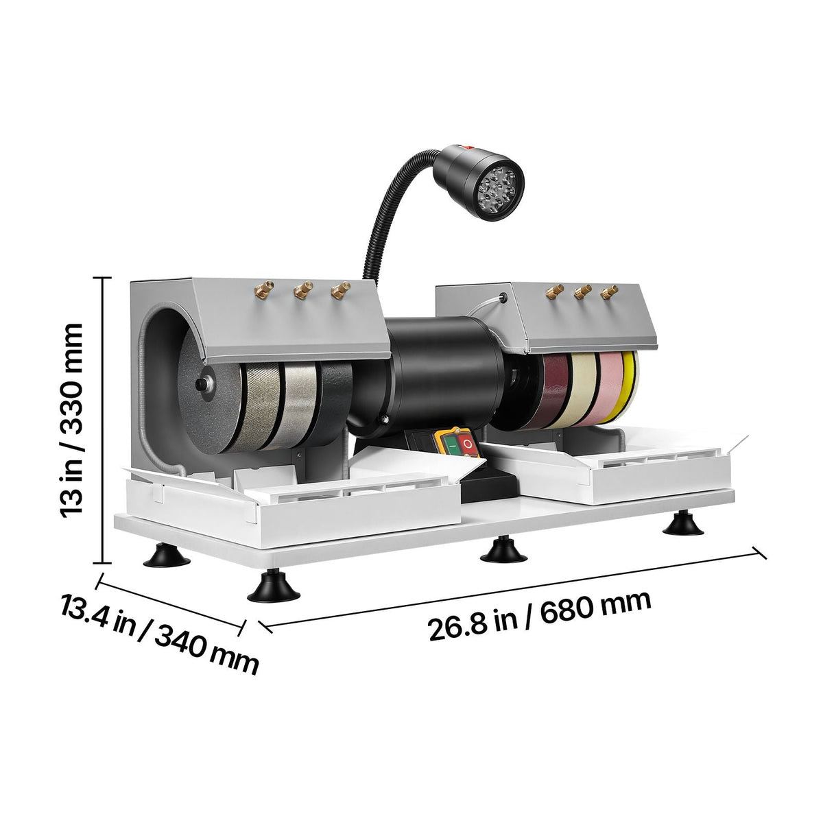 Cabbing Machine, 6" 2/5 HP 1800 RPM Efficient, Lapidary Rock Grinder Polisher With Diamond and Resin Wheels, LED Lamp, Water System, Lapidary Equipment for Gemstone Grinding, Stone Polishing