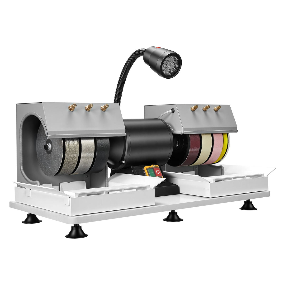 Cabbing Machine, 6" 2/5 HP 1800 RPM Efficient, Lapidary Rock Grinder Polisher With Diamond and Resin Wheels, LED Lamp, Water System, Lapidary Equipment for Gemstone Grinding, Stone Polishing