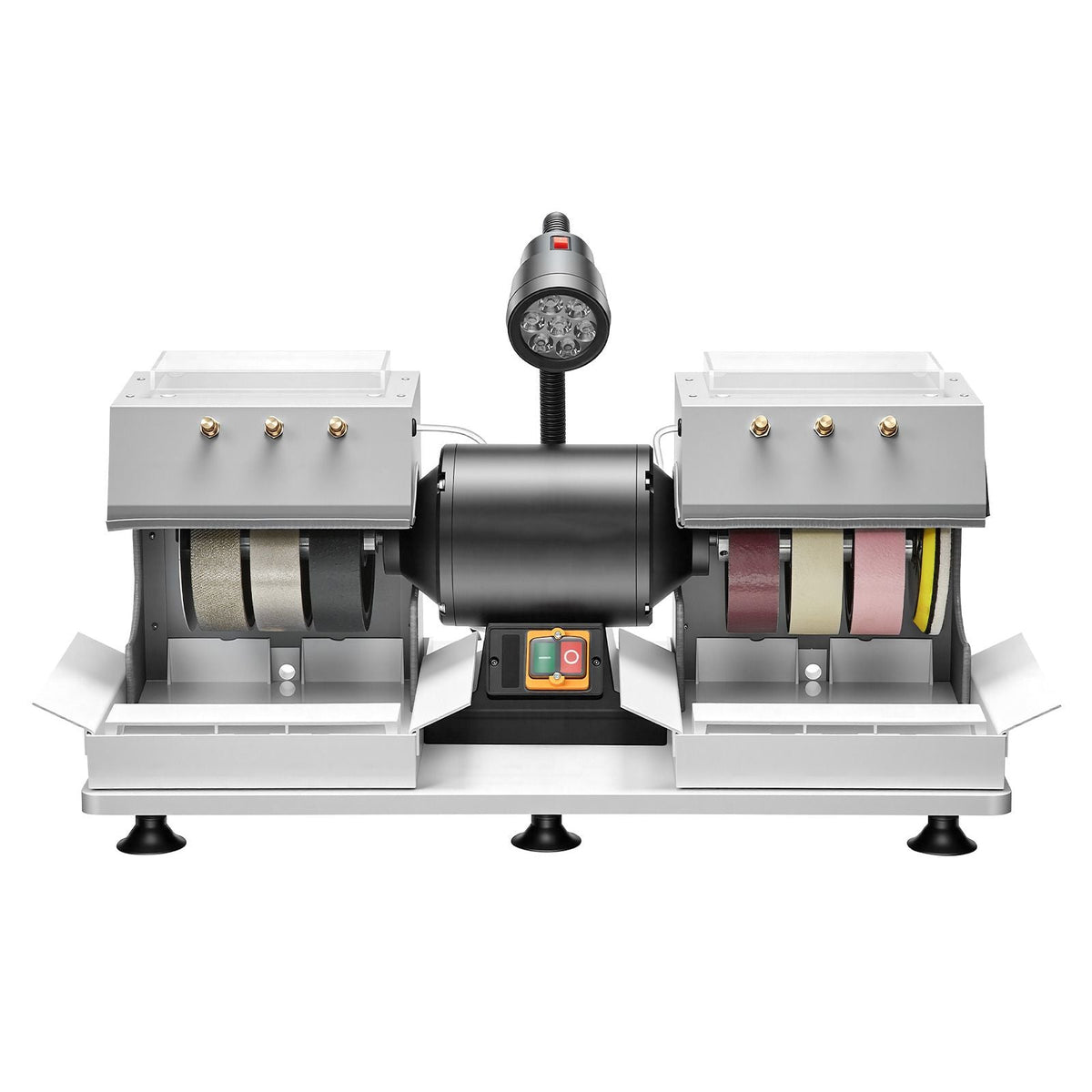 Cabbing Machine, 6" 2/5 HP 1800 RPM Efficient, Lapidary Rock Grinder Polisher With Diamond and Resin Wheels, LED Lamp, Water System, Lapidary Equipment for Gemstone Grinding, Stone Polishing