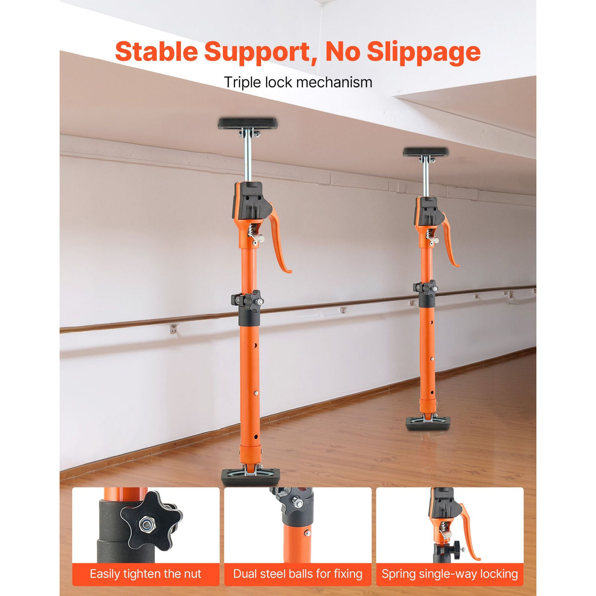 Cabinet Jack Support Pole, 2-Pack, 18.9-29.5 Inch Steel Telescopic Quick Support Rod, Adjustable 3rd Hand System up to 220 lbs Capacity for Installing Cabinets, Lifting Drywall, Cargo Bars