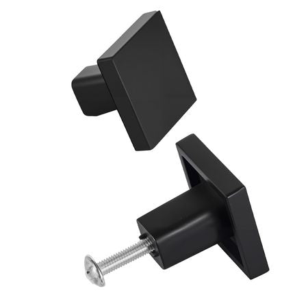 Cabinet Knobs, 10 Pack, 1.18 Inch Black Zinc Alloy Drawer Pulls & Door Handles, Square Kitchen Solid Knobs Dresser Handles, Cupboard Hardware with Screws for Bathroom Closet Cabinets Drawers