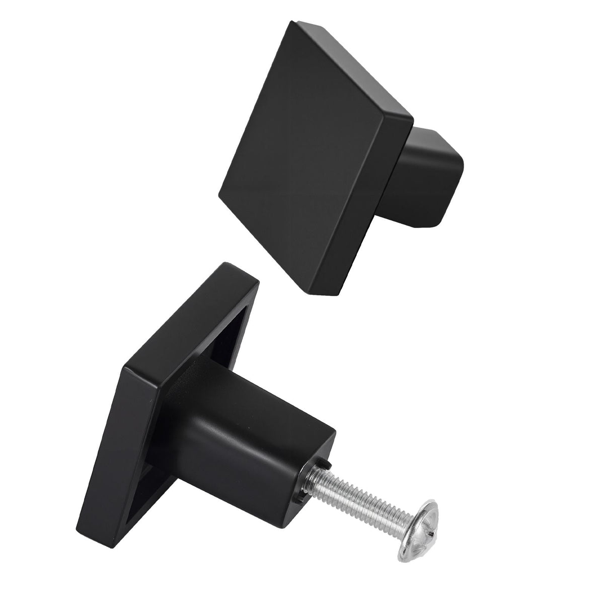 Cabinet Knobs, 10 Pack, 1.18 Inch Black Zinc Alloy Drawer Pulls & Door Handles, Square Kitchen Solid Knobs Dresser Handles, Cupboard Hardware with Screws for Bathroom Closet Cabinets Drawers