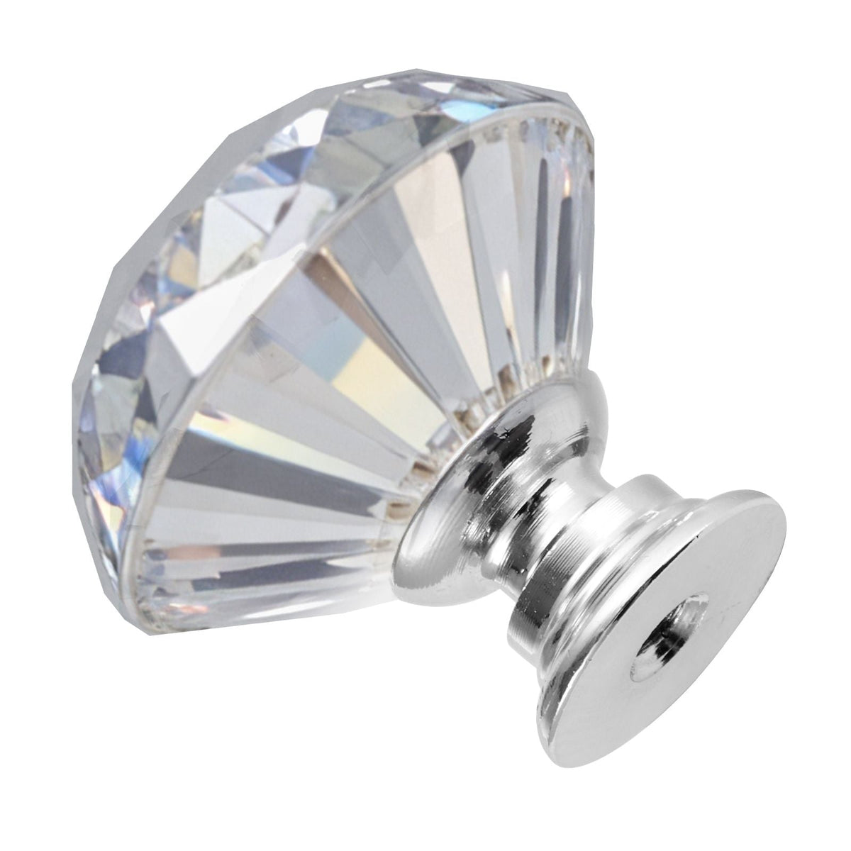 Cabinet Knobs, 12 Pack, 1.22 Inch Acrylic & Zinc Alloy Drawer Pulls Door Handles, Diamond Kitchen Solid Knobs Dresser Handles, Cupboard Hardware with Screws for Bathroom Closet Cabinets Drawers
