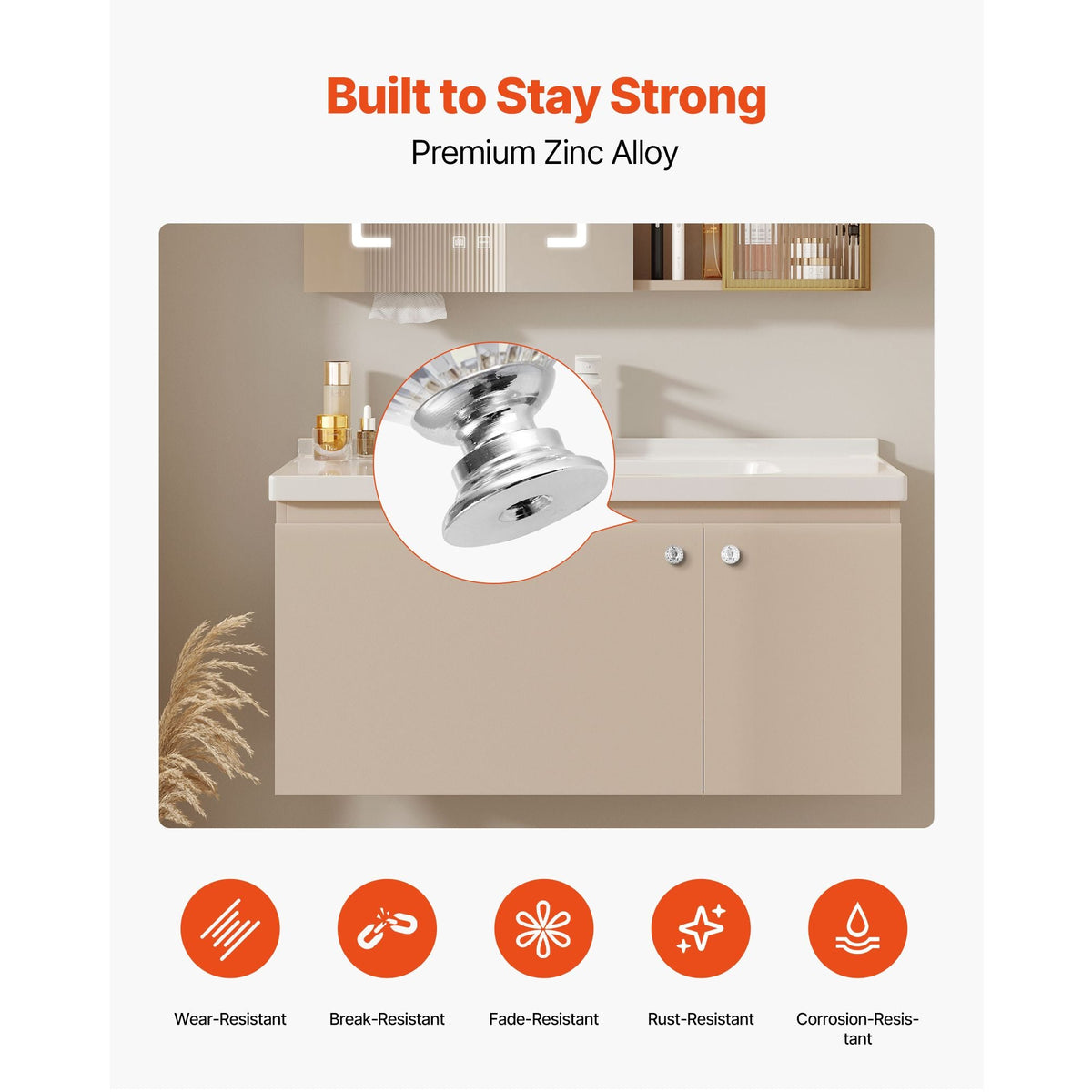 Cabinet Knobs, 12 Pack, 1.22 Inch Acrylic & Zinc Alloy Drawer Pulls Door Handles, Diamond Kitchen Solid Knobs Dresser Handles, Cupboard Hardware with Screws for Bathroom Closet Cabinets Drawers