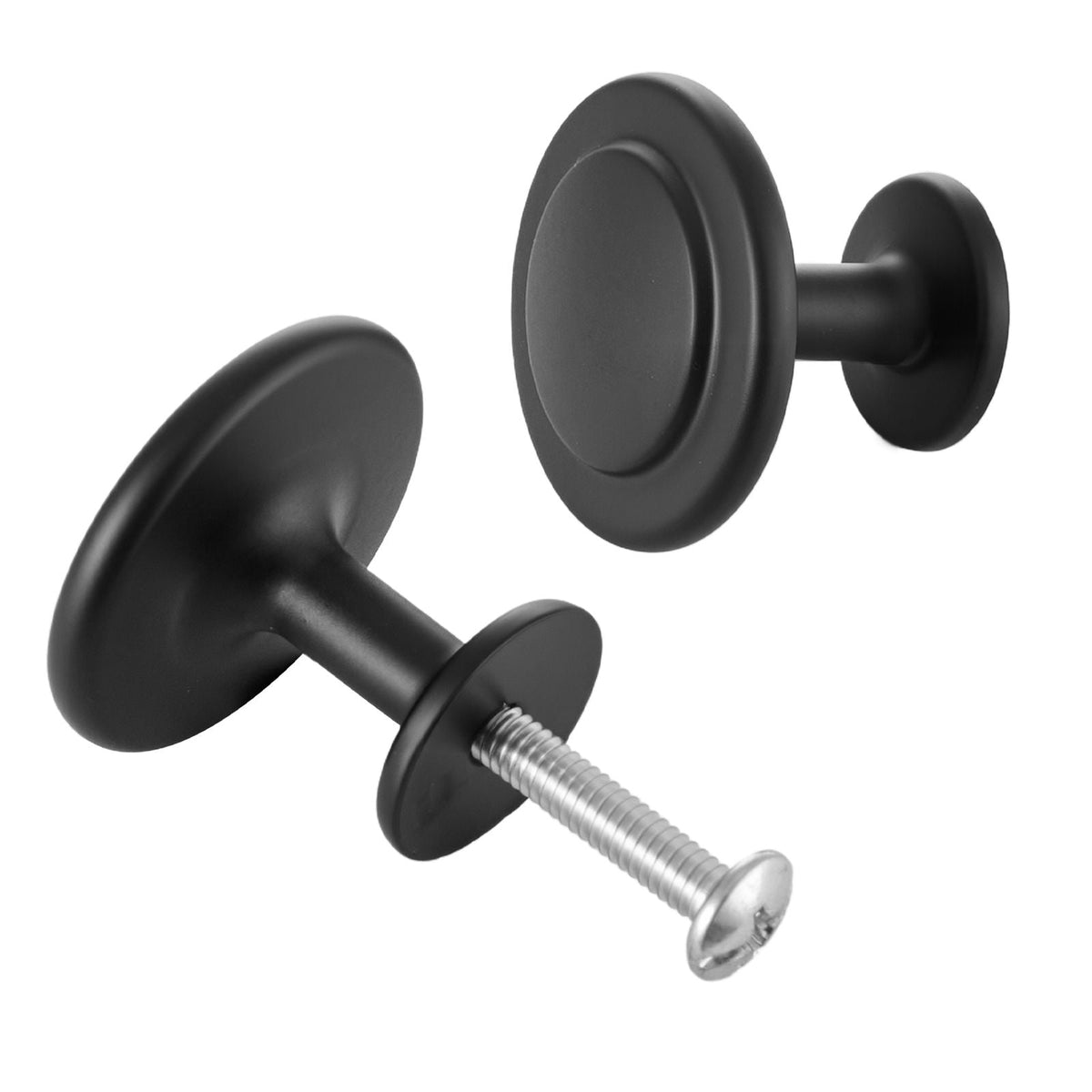 Cabinet Knobs, 30 Pack, 1.22 Inch Black Zinc Alloy Drawer Pulls & Door Handles, Mushroom Kitchen Solid Knobs Dresser Handles, Cupboard Hardware with Screws for Bathroom Closet Cabinets Drawers