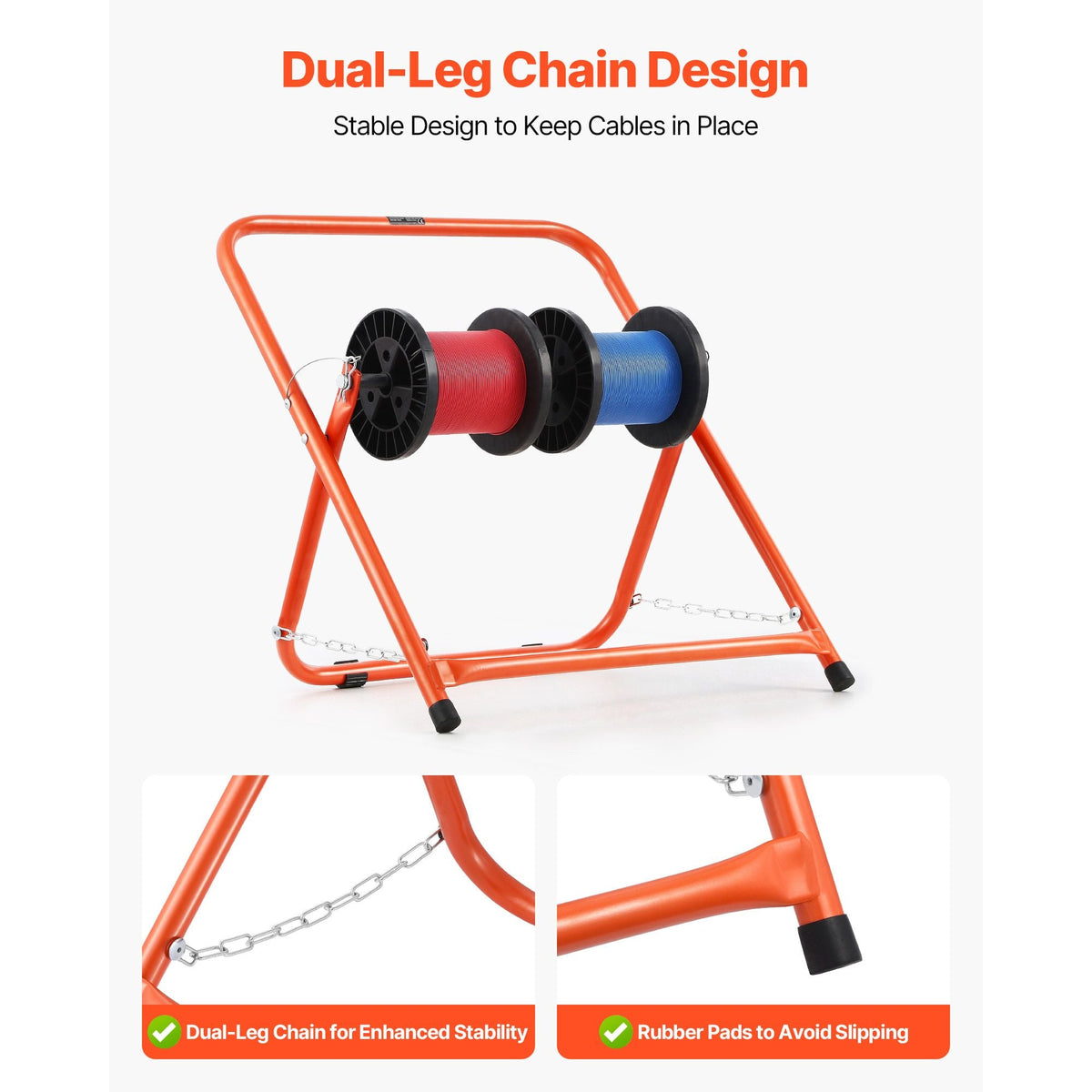 Cable Caddy, Heavy Duty Steel Frame, Spool Holder for Electrical Wires, Portable Wire Dispenser for Up to 20 in Diameter Spools, 100 lbs Capacity for Cable Reels, Electrical Industrial Retail