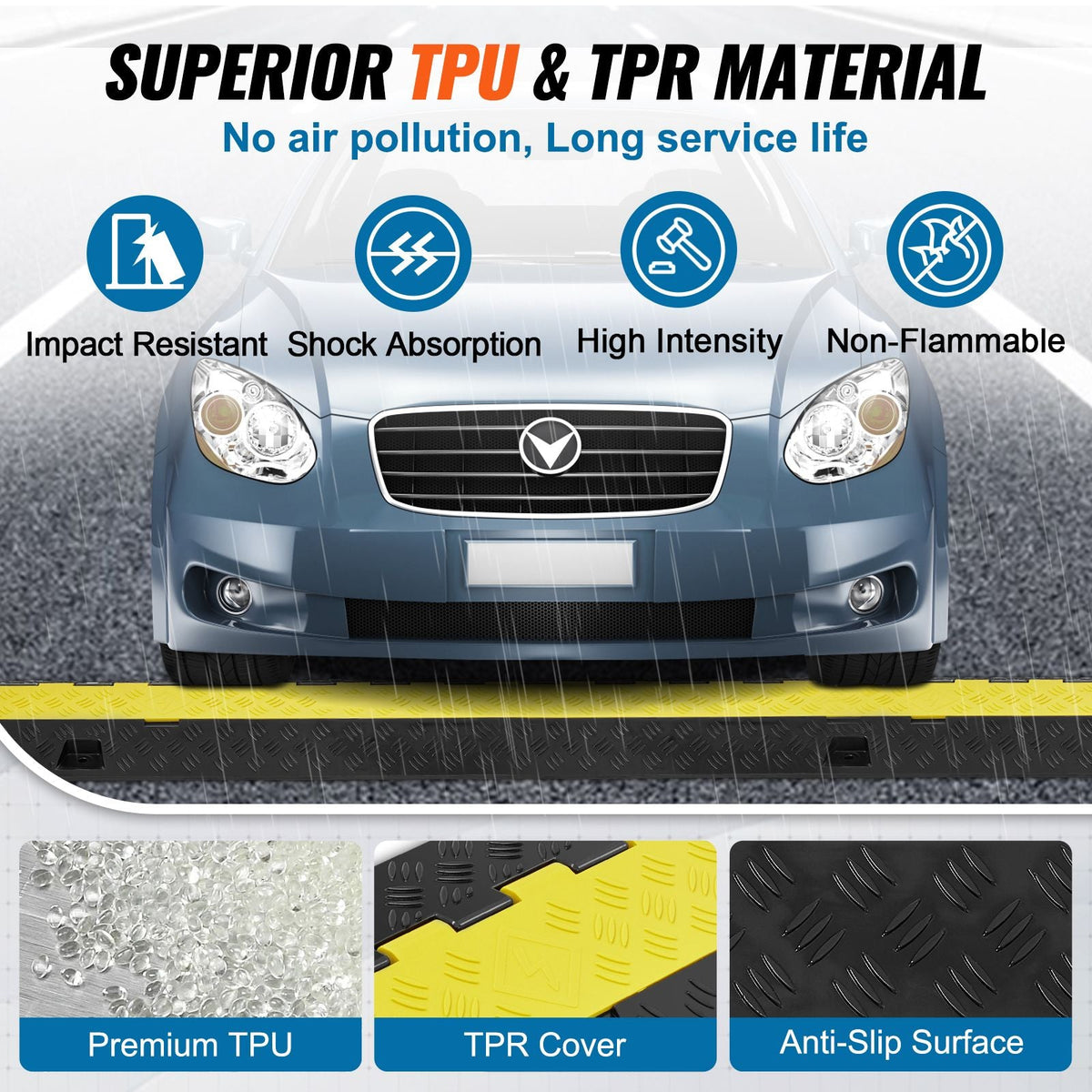 Cable Protector Ramp, 2 Channel, 22000 lbs/axle Capacity Heavy Duty TPU Wire Cord Cover Ramp Hose Protector Ramp Driveway, Traffic Speed Bump with TPR Flip-Open Top Cover, for Indoor & Outdoor