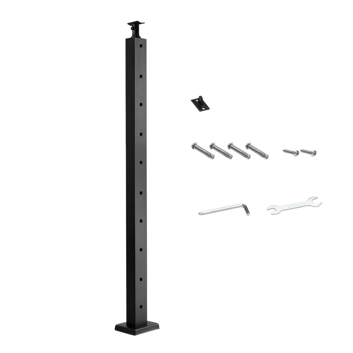 Cable Railing Post, 36x1x2 Inch Level Deck Stair Posts, 1-Pack Stainless Steel Cable Handrail Post, Pre-Drilled Pickets with Mounting Bracket Stair Railing Kit, Black, 1JZLGZXHS914LZA6X001V0
