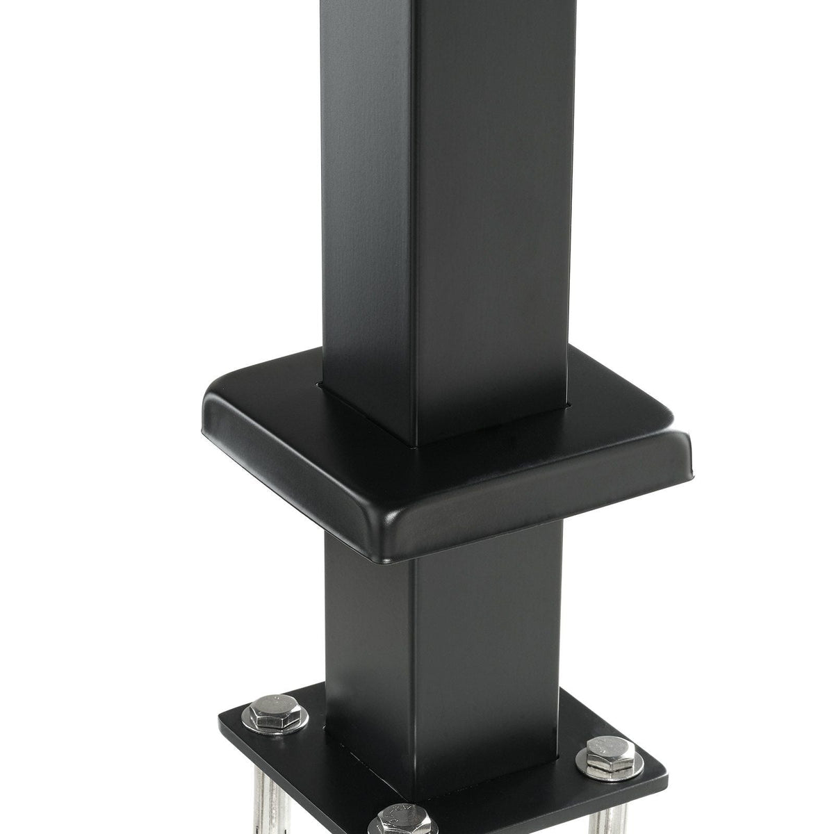 Cable Railing Post, 42" x 2" x 2" Steel Level Deck Railing Post Without Holes, SUS304 Stainless Steel Cable Rail Post, Stair Handrail Post with Horizontal and Curved Bracket, 1-Pack, Black