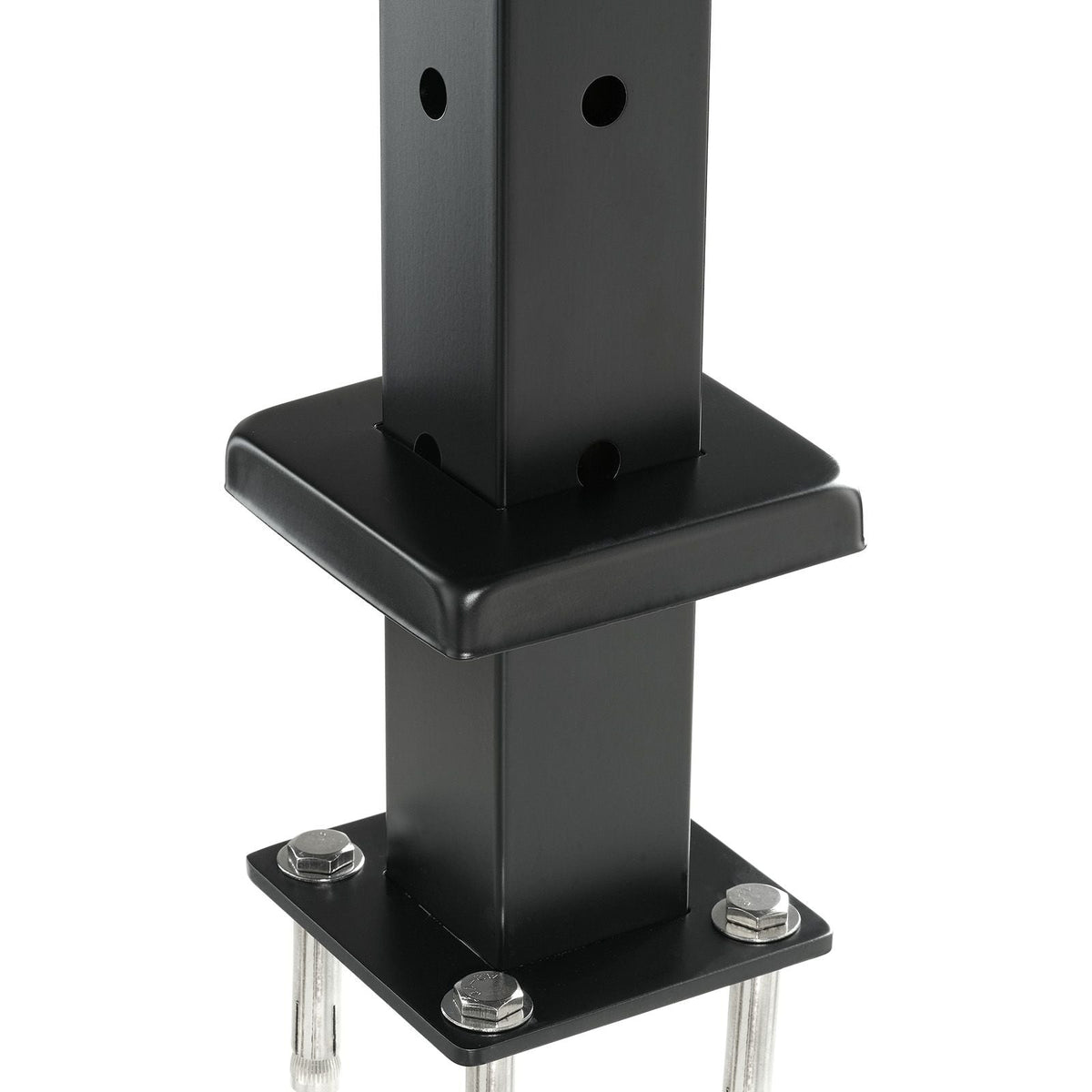 Cable Railing Post, 42x2x2 Inch Corner Railing Post, with L-Shaped Pre-Drilled Holes, Stainless Steel Cable Rail Post with Horizontal and Curved Bracket, 1-Pack, Black, 1JZLGZXHS1065S1EW001V0