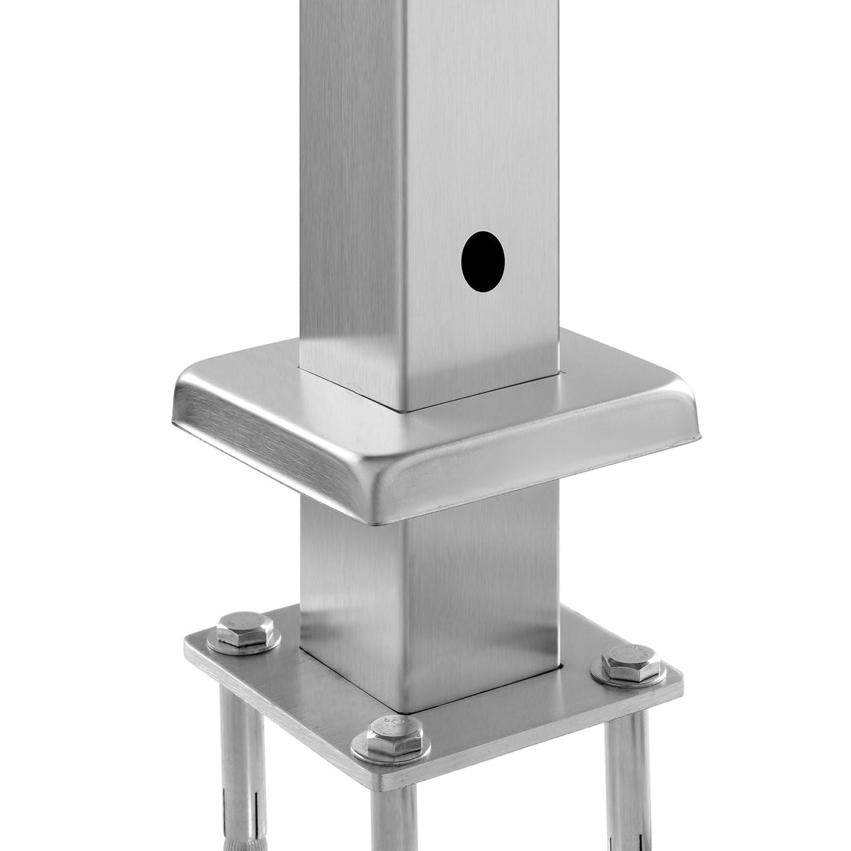 Cable Railing Post, 42x2x2 Inch Level Deck Stair Posts, 1-Pack Stainless Steel Cable Handrail Post, Pre-Drilled Pickets with Mounting Bracket Stair Railing Kit, Silver, 1JZLGZXYS1061EF8W001V0