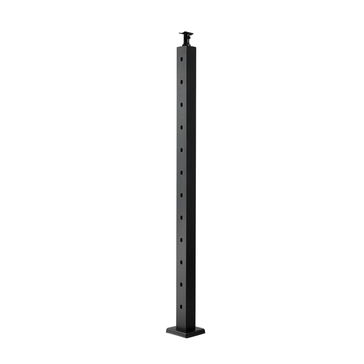 Cable Railing Post, 42x2x2 Inch Stair Railing Post, with Pre-Drilled 30° Angled Holes, Stainless Steel Cable Rail Post with Horizontal and Curved Bracket, 1-Pack, Black, 1JZLGZXHS106W3XAA001V0