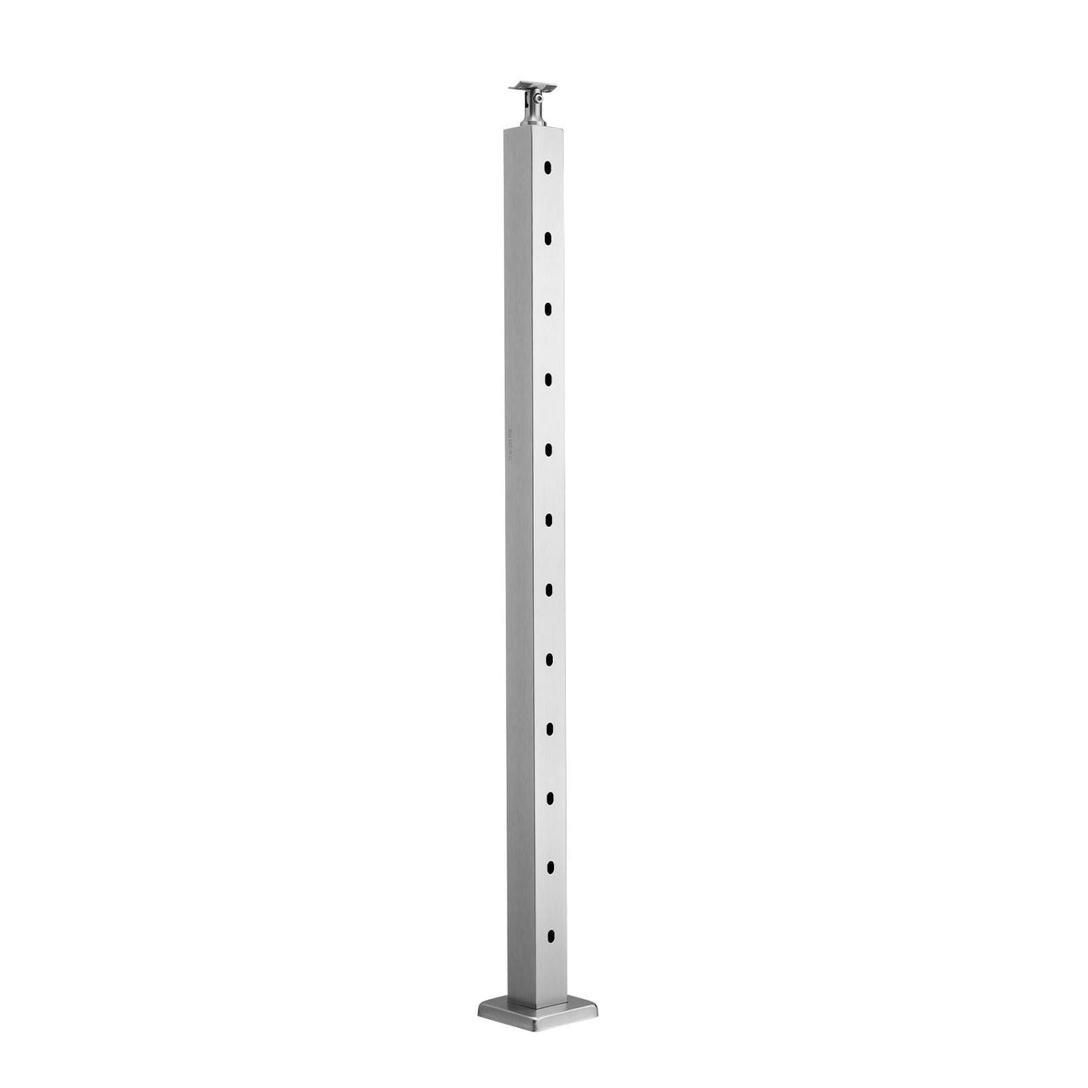 Cable Railing Post, 42x2x2 Inch Stair Railing Post, with Pre-Drilled 30° Angled Holes, Stainless Steel Cable Rail Post with Horizontal and Curved Bracket, 1-Pack, Silver, 1JZLGZXYS1062TLWC001V0