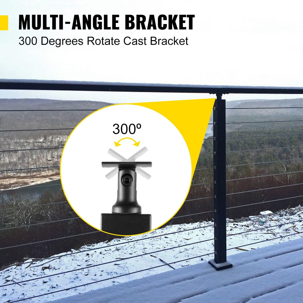 Cable Railing Post Level Deck Stair Post 106.7 x 2.5 x 5 cm Cable Handrail Post Stainless Steel Brushed Finishing Deck Railing Pre-Drilled Pickets with Mounting Bracket LGZH106.72.55CQ93V0