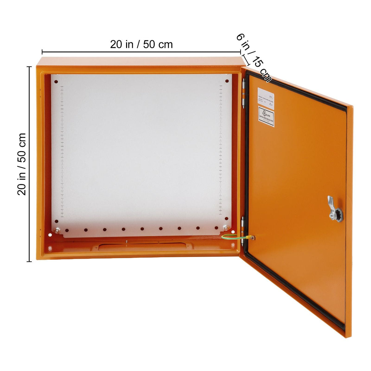 Caja eléctrica, 20.0 x 20.0 x 6.0 in, probada según los estándaresNEMA 4 para exteriores, IP65 impermeable y a prueba de polvo, caja de conexiones con bisagras de acero al carbono laminado e