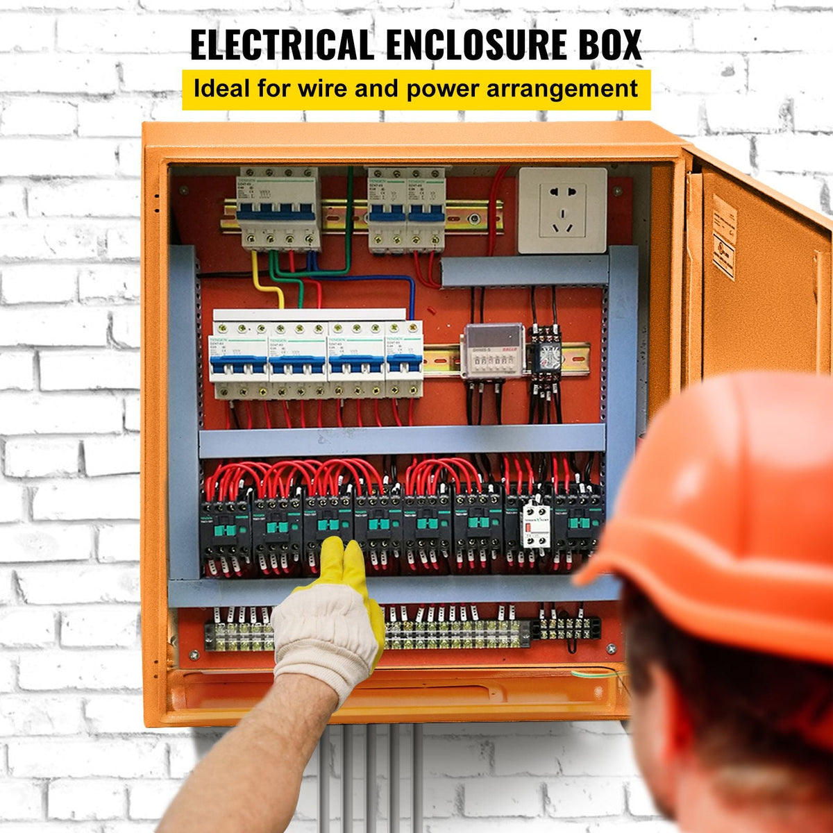 Caja eléctrica, 20.0 x 20.0 x 6.0 in, probada según los estándaresNEMA 4 para exteriores, IP65 impermeable y a prueba de polvo, caja de conexiones con bisagras de acero al carbono laminado e