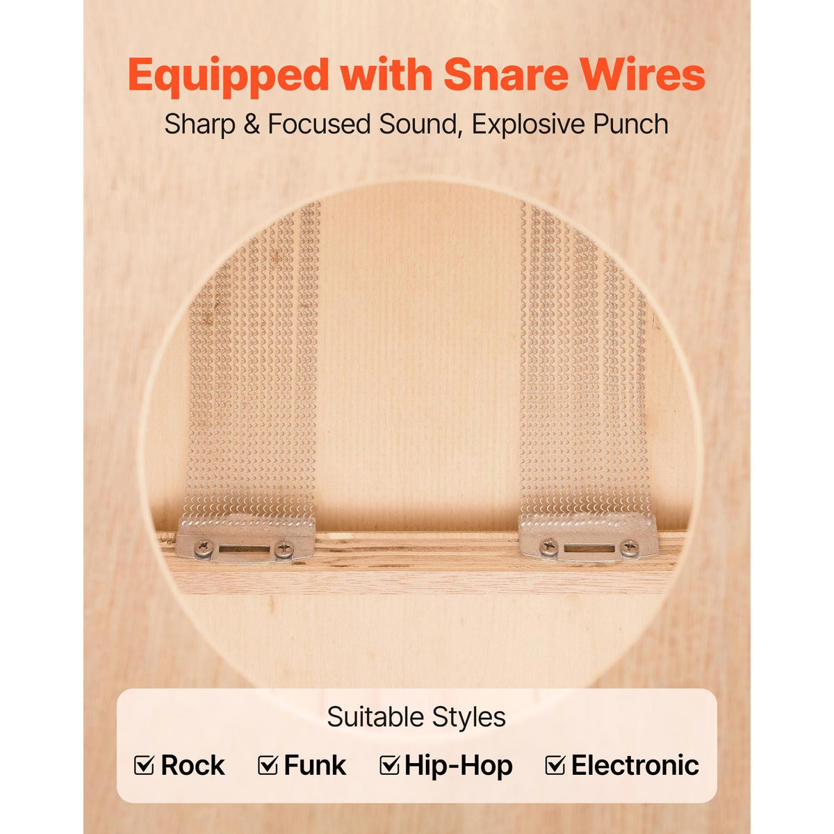 Cajon Box Drum Wooden Birchwood Percussion Instrument Bass Drum with Snare Wires