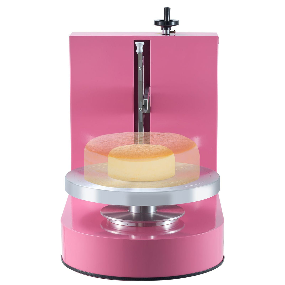 Cake Decorating Machine, Cake Cream Spreading Coating Smearing Machine, Low Noise Cake Frosting Machine, Turntable with Adjustable Scraper, for 6" to 14" Cake, 25-320RPM Rotating Speed, Pink