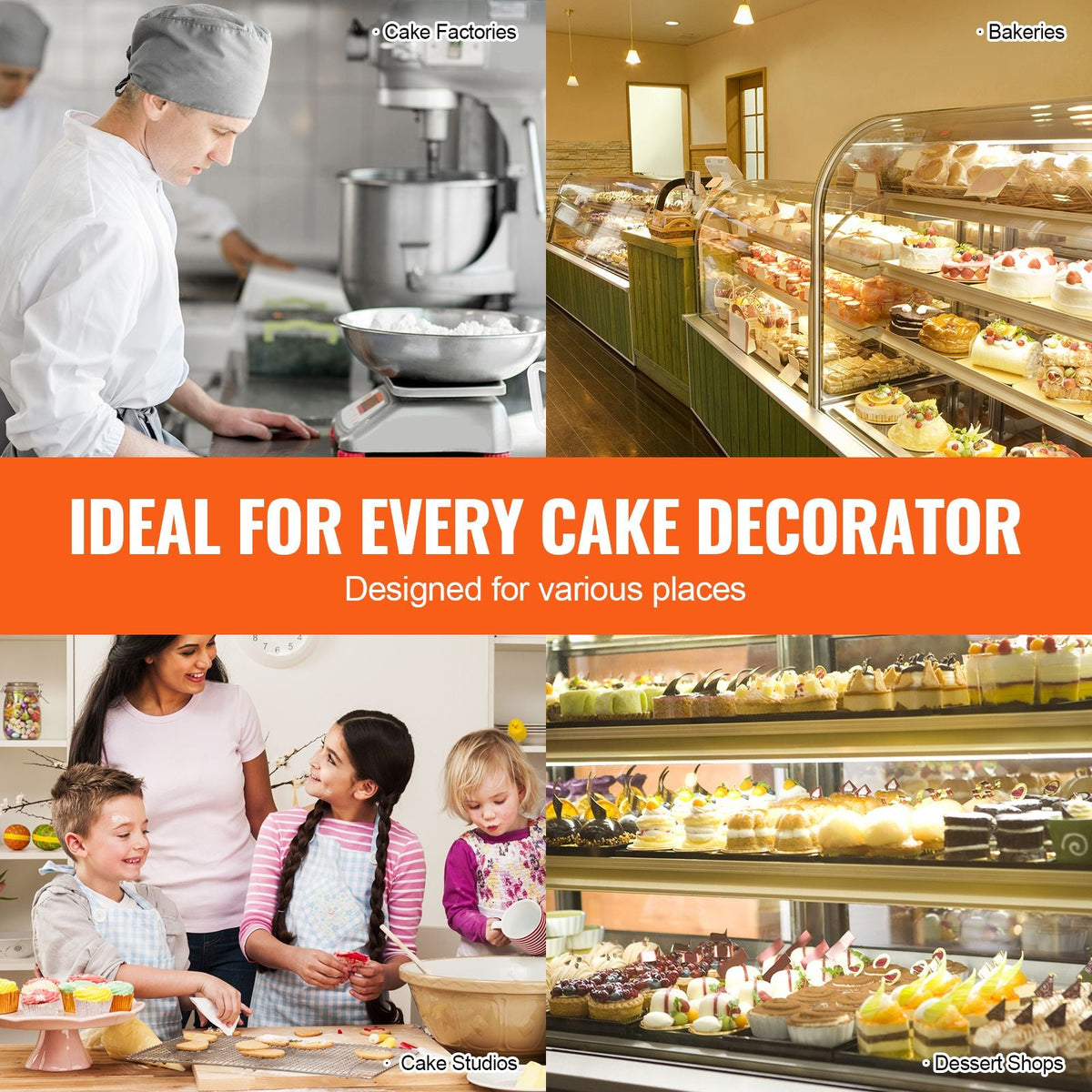 Cake Decorating Machine, Cake Cream Spreading Coating Smearing Machine, Low Noise Cake Frosting Machine, Turntable with Adjustable Scraper, for 6" to 14" Cake, 25-320RPM Rotating Speed, Pink