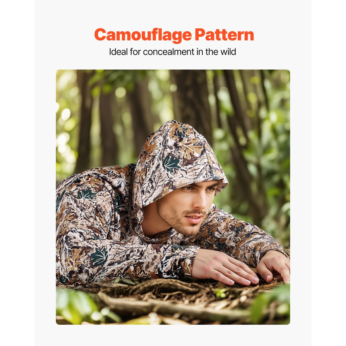 Camo Hoodie, Small Size, Men Pullover Hooded Sweatshirt, Moisture Wicking & Breathable, Quick-dry, Hiking Fishing Shirt with Hood, Long Sleeves Hunting Shirts for Spring & Summer Outdoor Work
