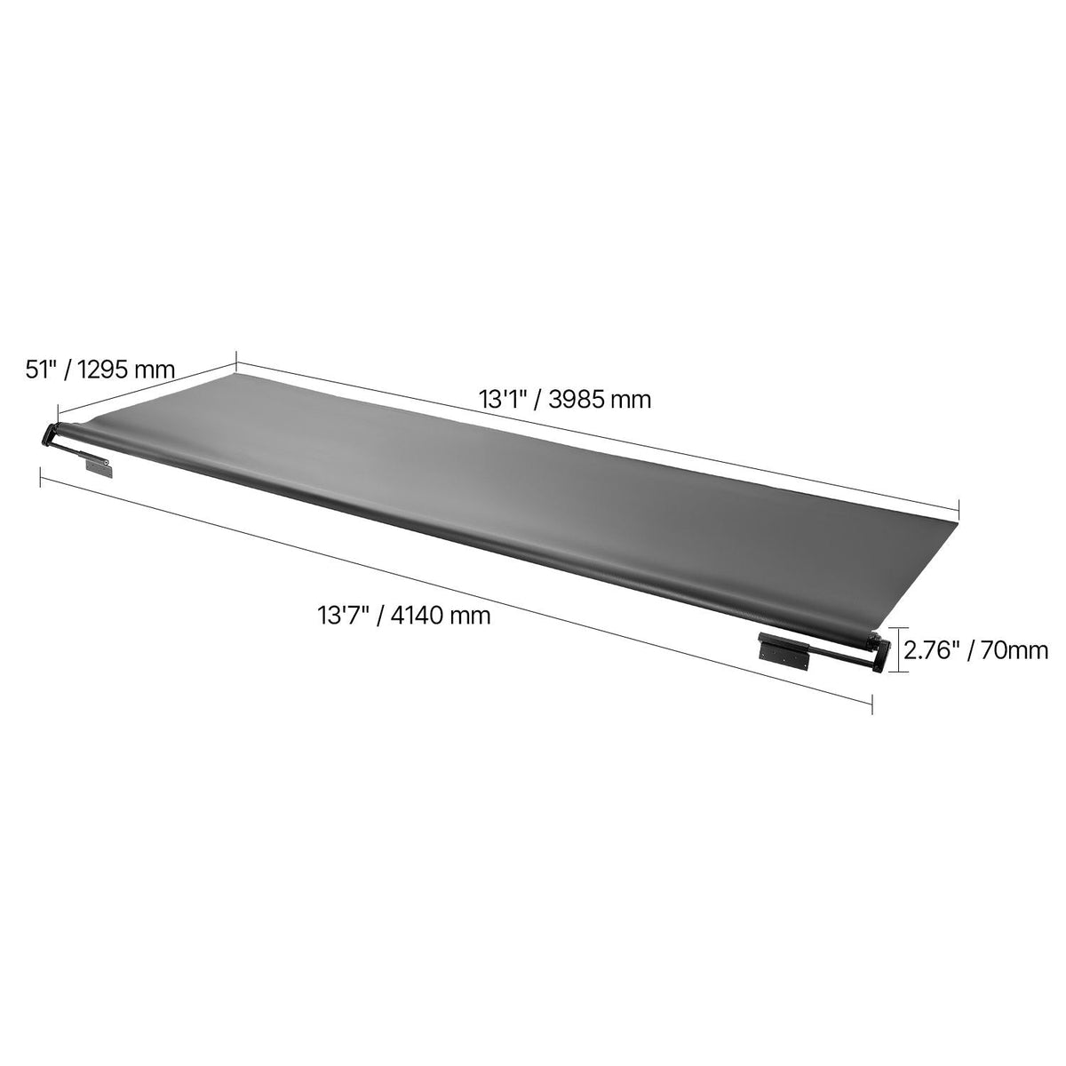 Camper Awning Fabric Replacement, 1" to 13', Weatherproof Durable Slide Topper Awning with Bracket, Heavy Duty Slide Topper Awning with Stainless Steel Material, Fit for RV & Motorhome(Black)