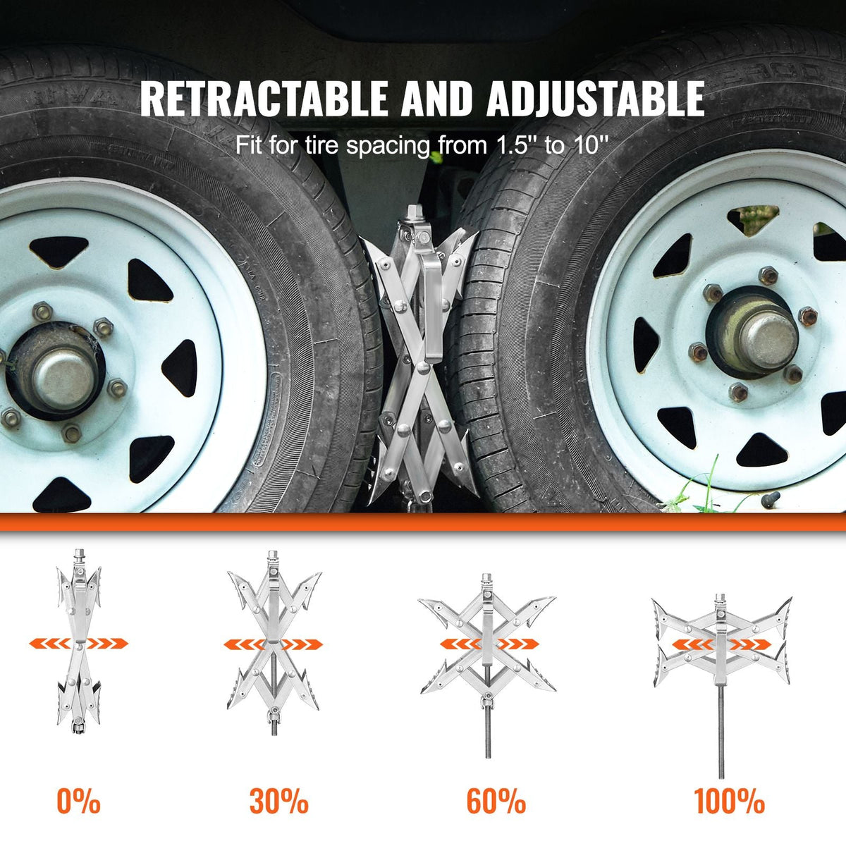 Camper Wheel Chock Stabilizer, X-shaped RV Stabilizer Wheel Chock, Fit for 1.5" to 10" Tire Space, 2 Sets of Wheel Chocks with Ratchet Wrench and Storage Bag for Campers Travel Trailers Trucks
