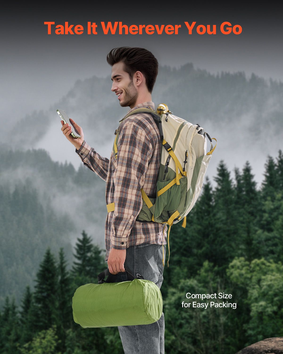Camping Blanket, Large Warm Wearable Stadium Blanket, Waterproof & Windproof, Polyester Fleece, Flame Retardant, Great for Outdoors, Picnics, Hiking, Sports Events, Travel, 79" x 59", Army Green