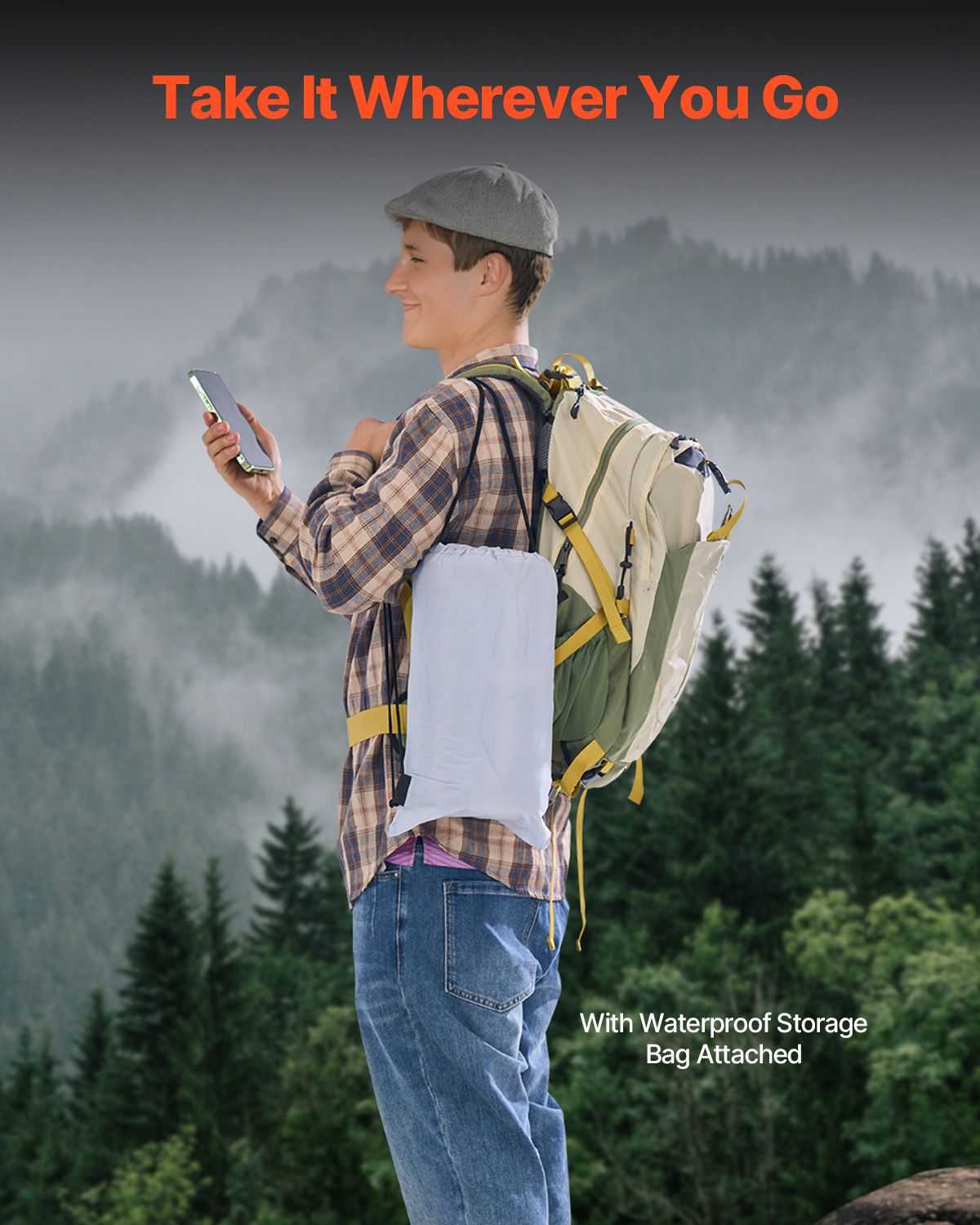 Camping Blanket, Large Warm Wearable Stadium Blanket, Waterproof & Windproof, Polyester Fleece, Flame Retardant, Great for Outdoors, Picnics, Hiking, Sports Events, Travel, 79" x 59", Light Grey