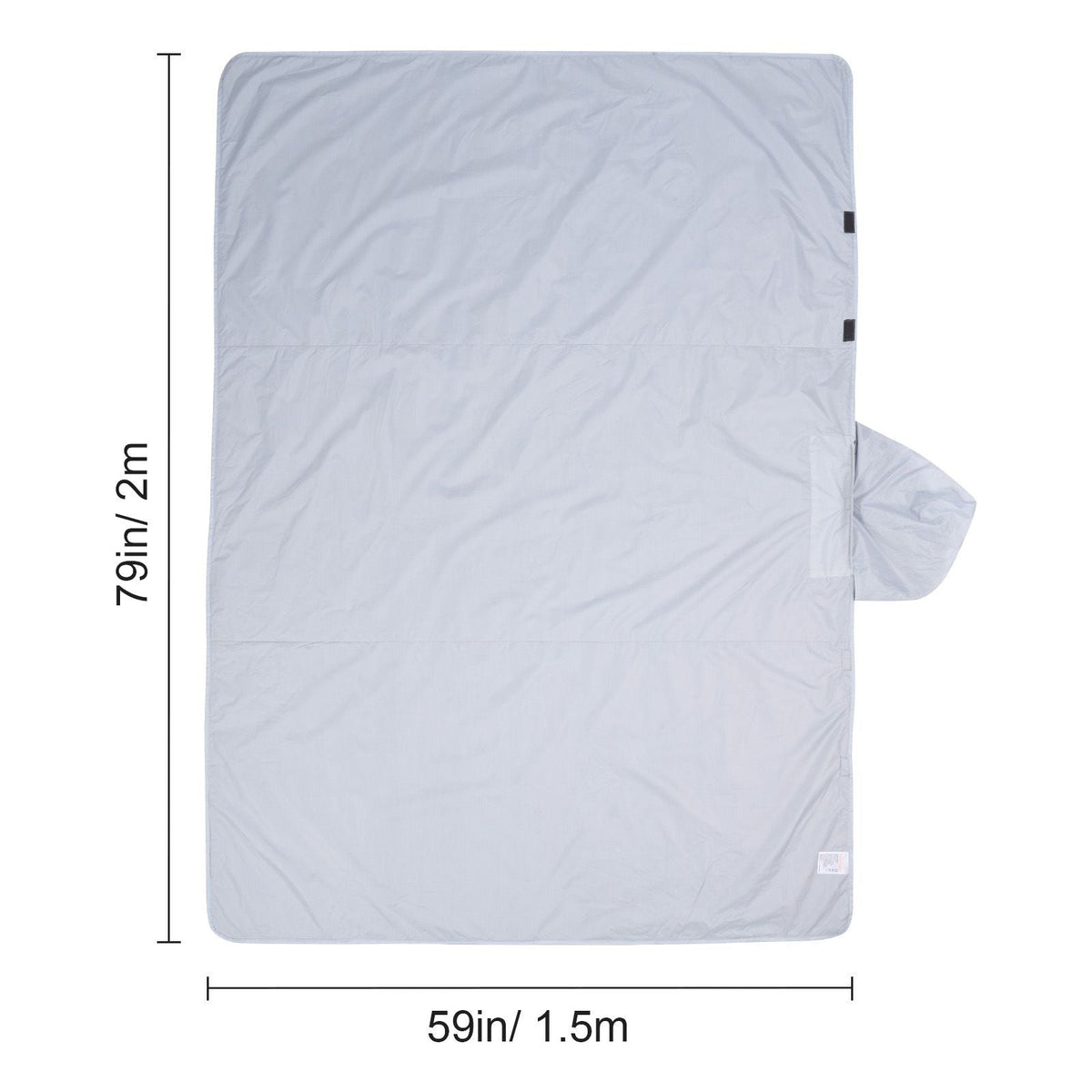 Camping Blanket, Large Warm Wearable Stadium Blanket, Waterproof & Windproof, Polyester Fleece, Flame Retardant, Great for Outdoors, Picnics, Hiking, Sports Events, Travel, 79" x 59", Light Grey