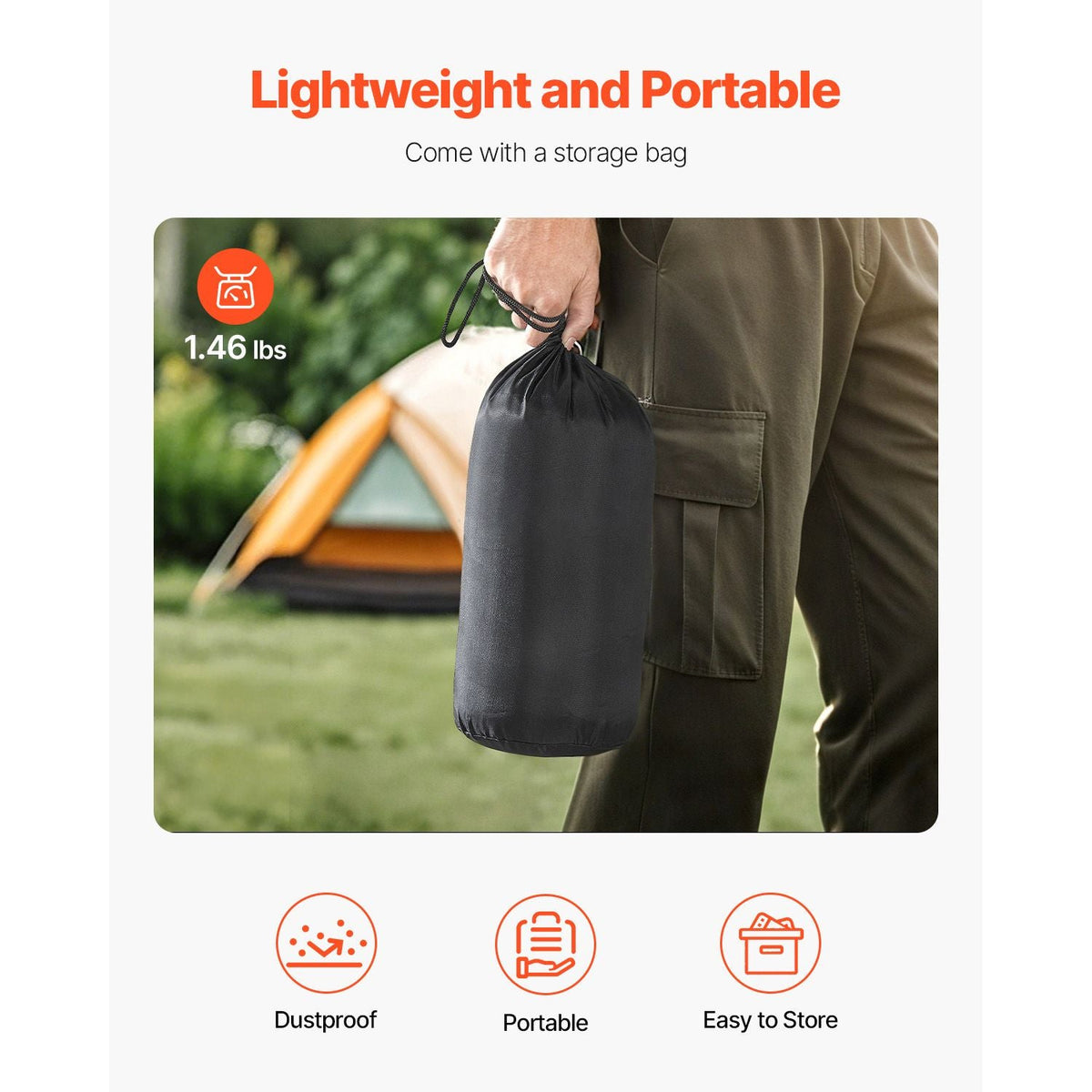 Camping Pillow, Memory Foam Travel Pillow with Double-Sided Cover, Portable Backpacking Pillows with Removable & Washable Cover and Storage Bag, Perfect for Camping, Air Travel, Hiking, Office