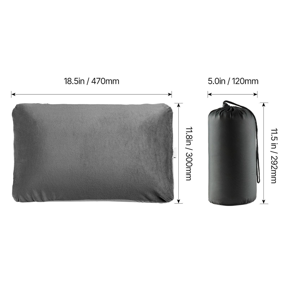 Camping Pillow, Memory Foam Travel Pillow with Double-Sided Cover, Portable Backpacking Pillows with Removable & Washable Cover and Storage Bag, Perfect for Camping, Air Travel, Hiking, Office