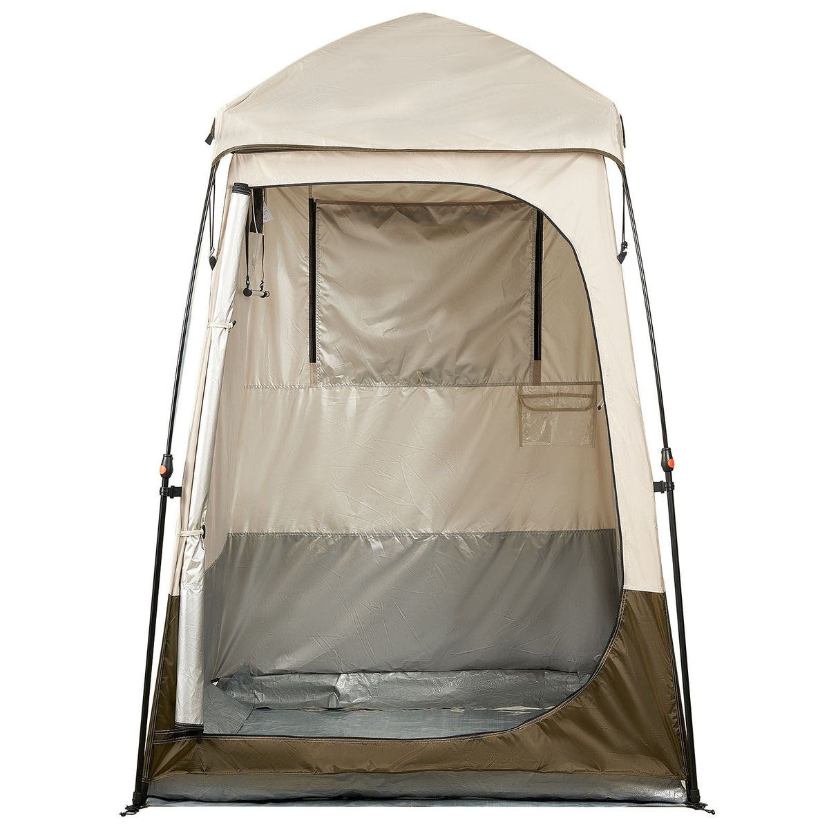 Camping Shower Tent, 1 Room, Foldable Privacy Tent Changing Room with Ground Stakes, Ropes, Carry Bag, and Crossbar, 210D Oxford Fabric with Silver Coating, for Camping, Beach, and Fishing