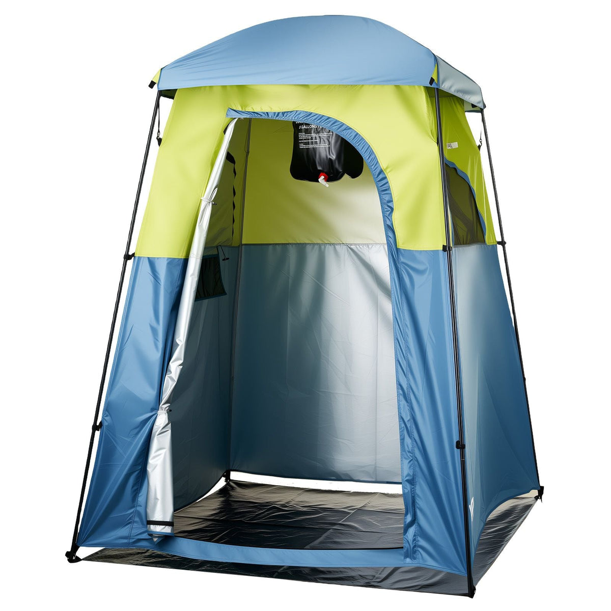 Camping Shower Tent, 1 Room, Portable Privacy Tent Changing Room with Shower Bag, Ground Stakes, Ropes, Carry Bag, and Support Poles, 150D Oxford Fabric with Silver Coating, for Camping, Fishing