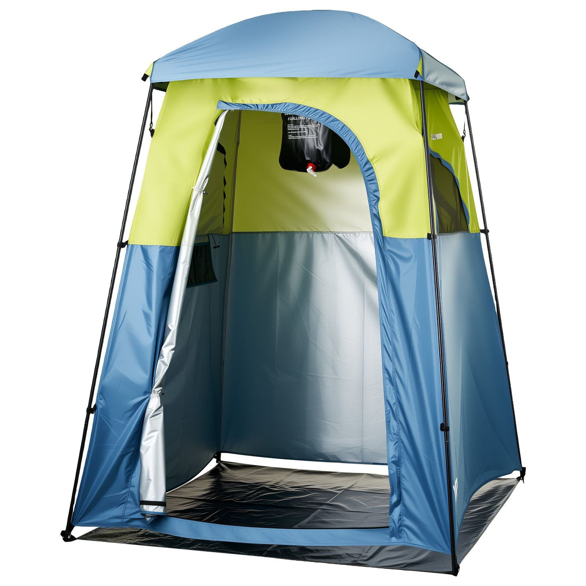 Camping Shower Tent, 1 Room, Portable Privacy Tent Changing Room with Shower Bag, Ground Stakes, Ropes, Carry Bag, and Support Poles, 150D Oxford Fabric with Silver Coating, for Camping, Fishing
