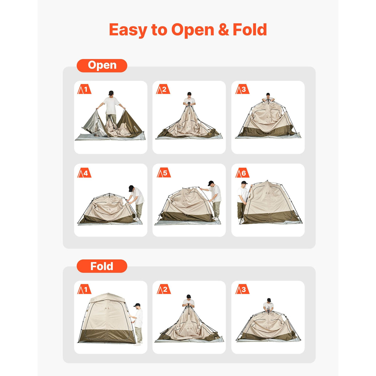 Camping Shower Tent, 2-Room Foldable Privacy Tent Changing Room with Ground Stakes, Ropes, Carry Bag, and Crossbar, 150D Oxford Fabric with Silver Coating, for Camping, Beach, and Fishing