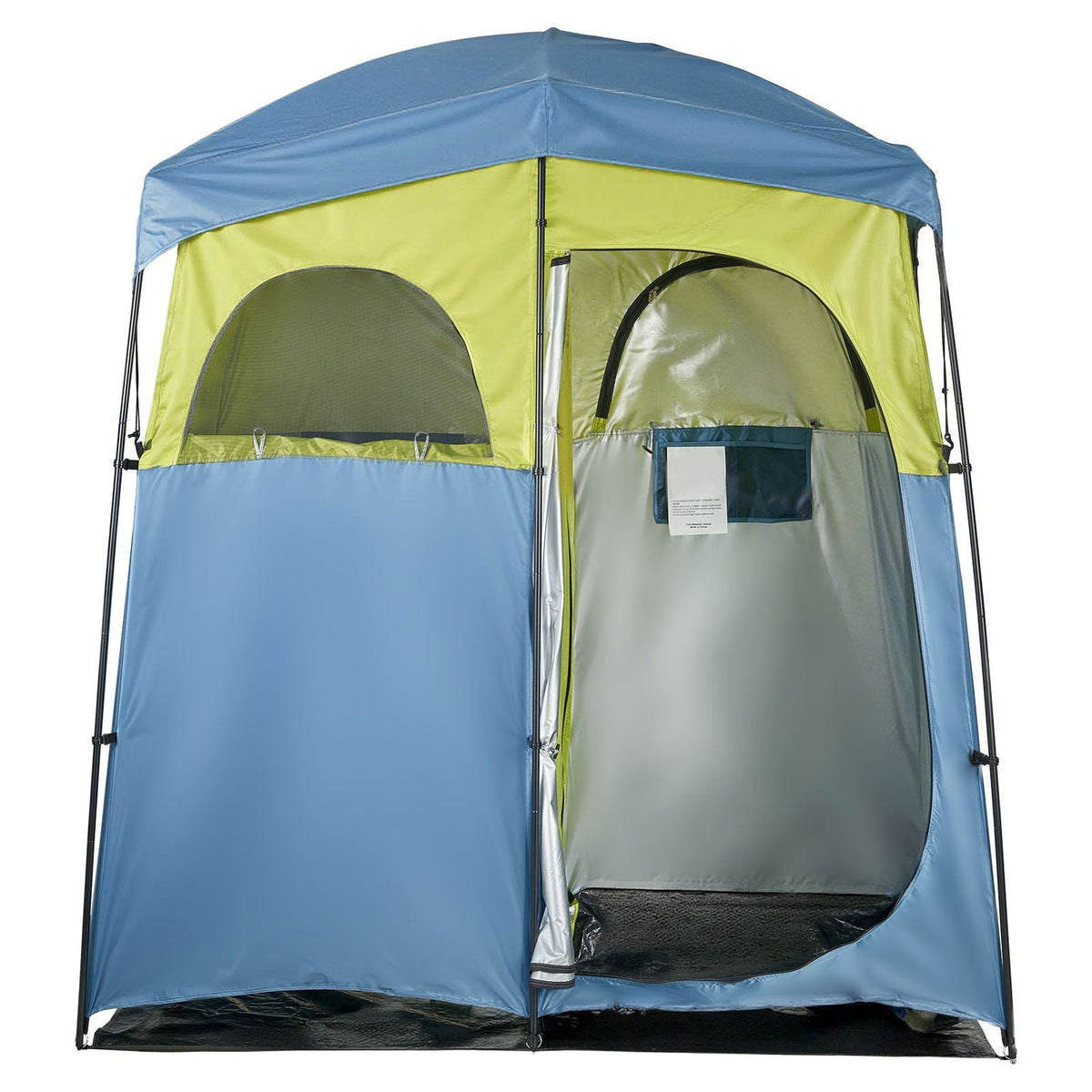 Camping Shower Tent, 2-Room Portable Privacy Tent Changing Room with Shower Bag, Ground Stakes, Ropes, Carry Bag, and Support Poles, 150D Oxford Fabric with Silver Coating, for Camping, Fishing