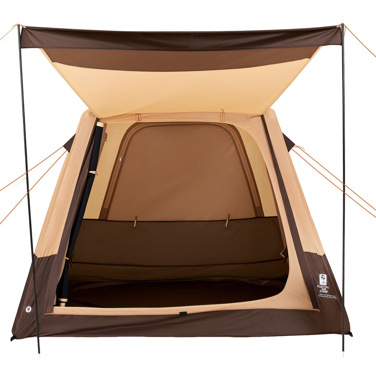 Camping Tent, 4 Person Inflatable Cabin Tent with Rechargeable Pump, TPU Air Tube & 5 Large Mesh Windows, Portable Easy Setup Waterproof with Carry Bag for Family Outdoor Camping & Hiking, Beige