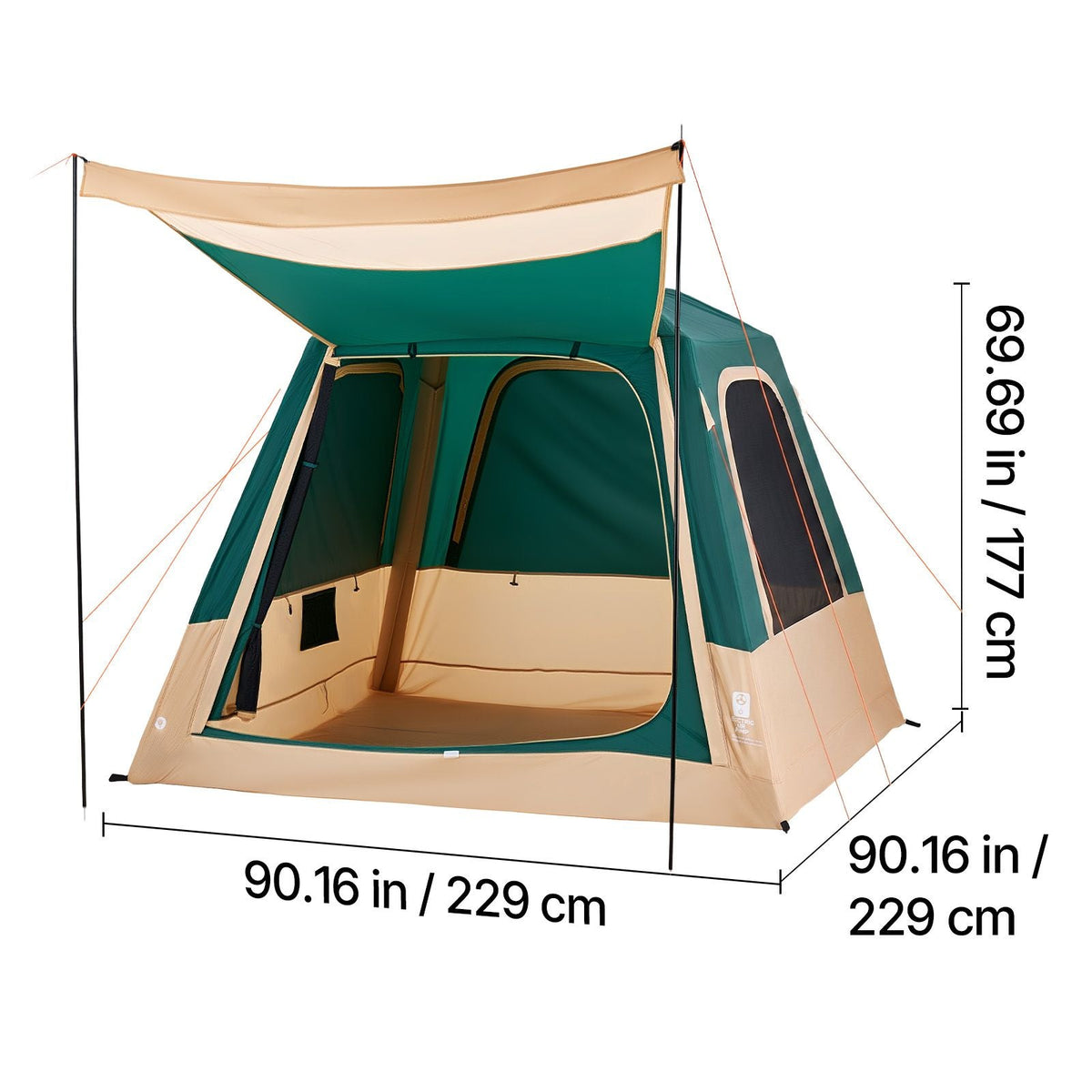 Camping Tent, 4 Person Inflatable Cabin Tent with Rechargeable Pump, TPU Air Tube & 5 Large Mesh Windows, Portable Easy Setup Waterproof with Carry Bag for Family Outdoor Camping & Hiking, Green