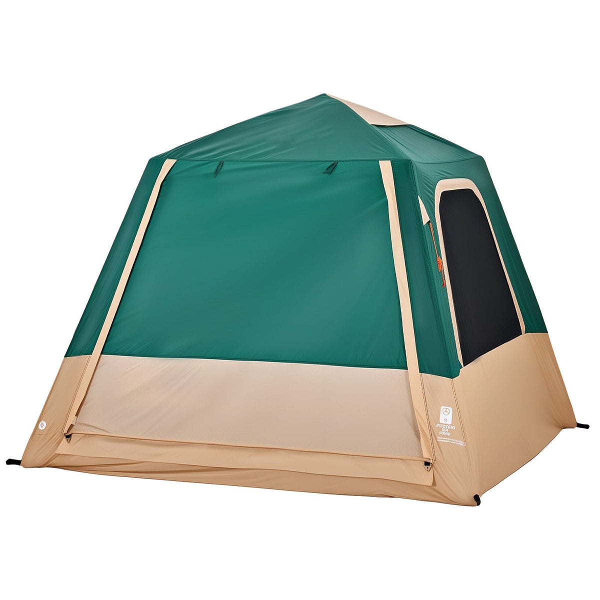 Camping Tent, 4 Person Inflatable Cabin Tent with Rechargeable Pump, TPU Air Tube & 5 Large Mesh Windows, Portable Easy Setup Waterproof with Carry Bag for Family Outdoor Camping & Hiking, Green