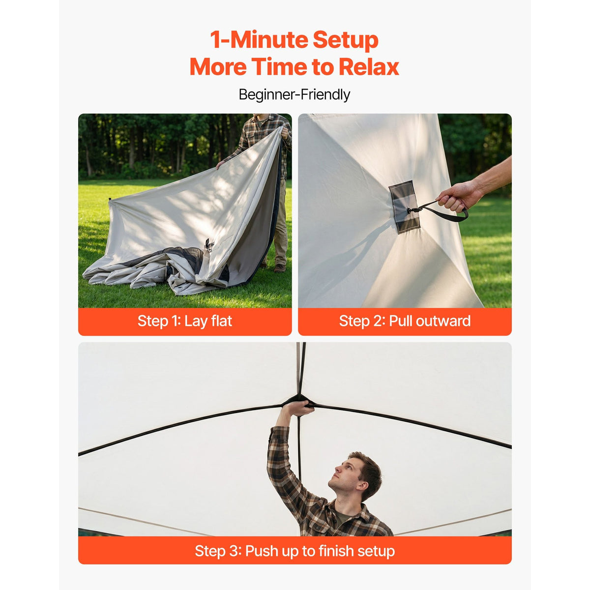Camping Tent, 4 Person Pop Up Instant Cabin Tent with Large Mesh Windows, 60 Seconds Easy Setup, Portable Cabin Hub Tents with Carry Bag for Family Outdoor Camping & Hiking, Upgraded Ventilation