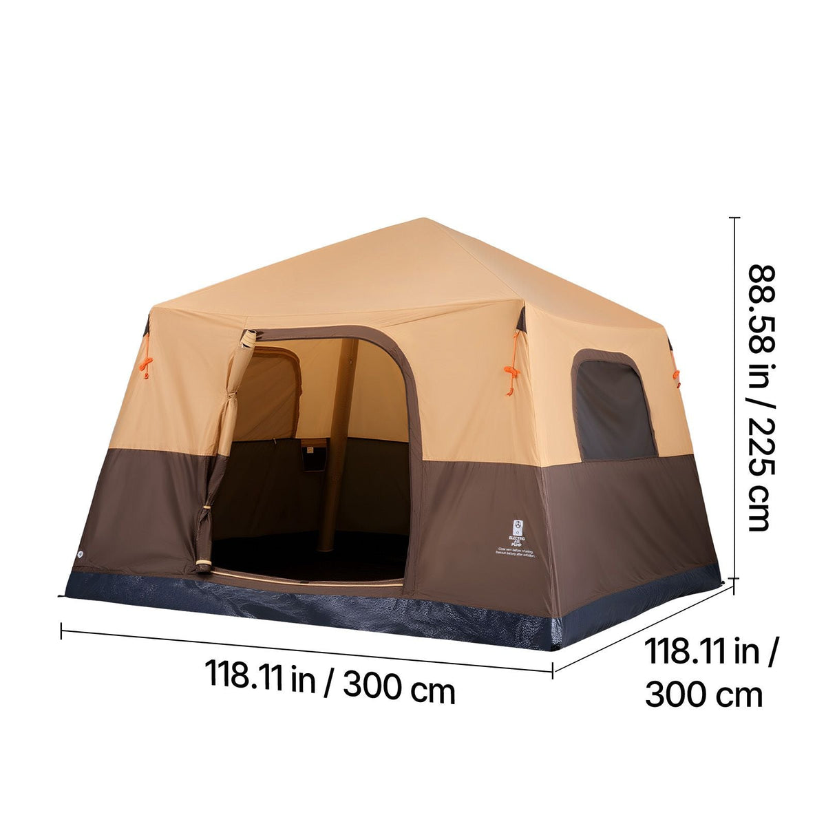 Camping Tent, 6 Person Inflatable Cabin Tent with Rechargeable Pump, TPU Air Tube & 4 Large Mesh Windows, Portable Easy Setup Waterproof with Carry Bag for Family Outdoor Camping & Hiking, Beige
