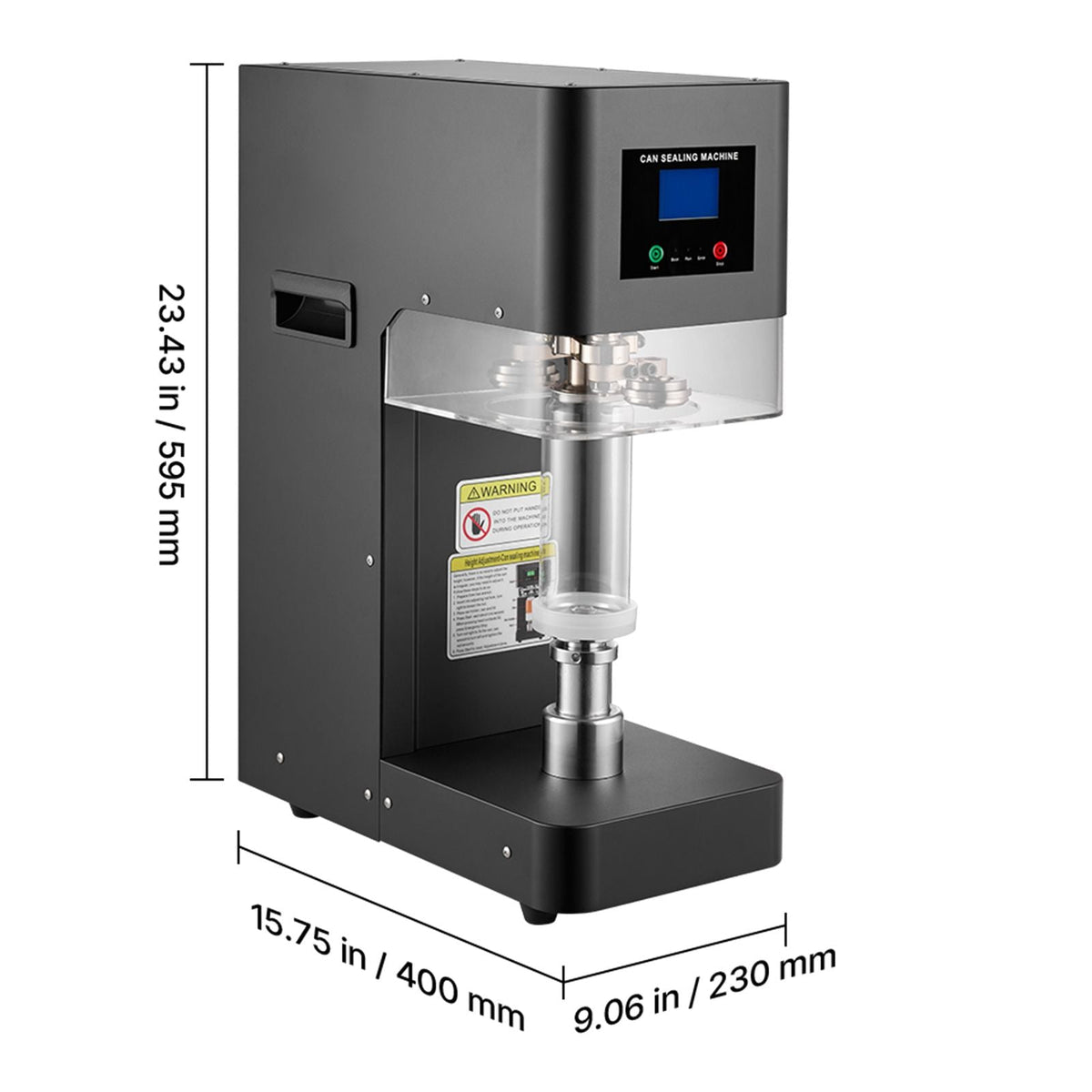 Can Sealer Machine, Automatic Commercial Soda Can Sealing Machine for 2.17 in (55 mm) Aluminum and Plastic Cans, Height Adjustable, Steel Housing Beverage Drink Seamer, for Coffee Shop, Black