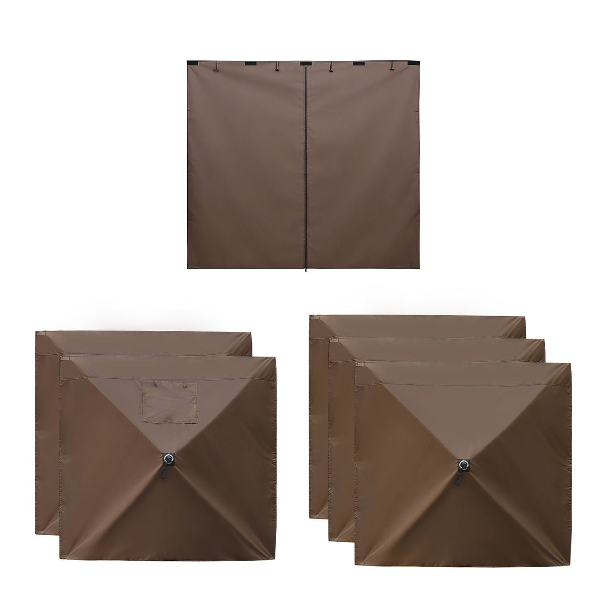 Canopy Sidewalls, 5.67 x 4.85 ft, Canopy Tent Walls with Waterproof and Sunlight Protection, 1 Zippered Door & 2 Windows Design for Outdoor Event Tents, Vendor Booths (6 Sidewalls Only, Brown)