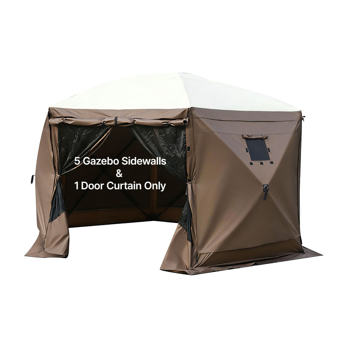 Canopy Sidewalls, 5.67 x 4.85 ft, Canopy Tent Walls with Waterproof and Sunlight Protection, 1 Zippered Door & 2 Windows Design for Outdoor Event Tents, Vendor Booths (6 Sidewalls Only, Brown)