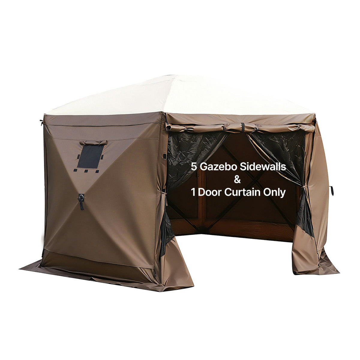 Canopy Sidewalls, 5.67 x 4.85 ft, Canopy Tent Walls with Waterproof and Sunlight Protection, 1 Zippered Door & 2 Windows Design for Outdoor Event Tents, Vendor Booths (6 Sidewalls Only, Brown)