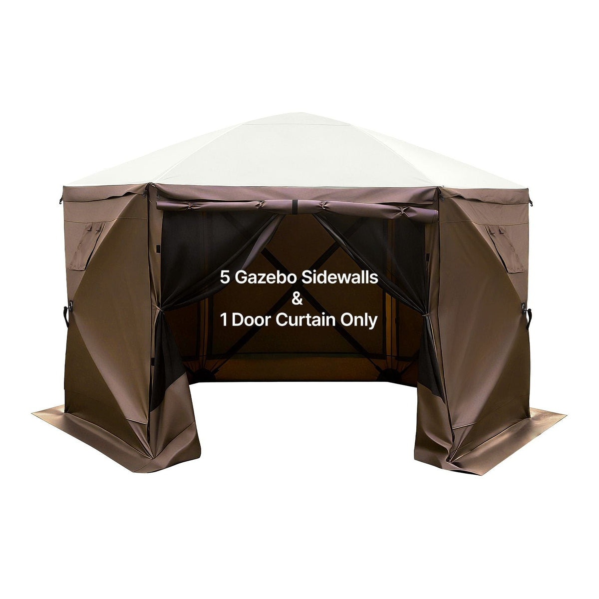 Canopy Sidewalls, 5.67 x 4.85 ft, Canopy Tent Walls with Waterproof and Sunlight Protection, 1 Zippered Door & 2 Windows Design for Outdoor Event Tents, Vendor Booths (6 Sidewalls Only, Brown)