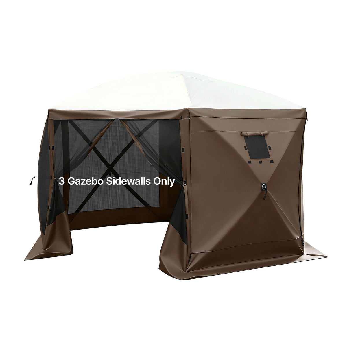 Canopy Sidewalls, 5.67 x 4.85 ft, Canopy Tent Walls with Waterproof and Sunlight Protection Layer, One-Sided Window Design, Fit for Outdoor Event Tents, Vendor Booths (3 Sidewalls Only, Brown)