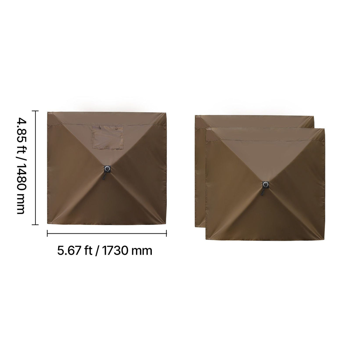 Canopy Sidewalls, 5.67 x 4.85 ft, Canopy Tent Walls with Waterproof and Sunlight Protection Layer, One-Sided Window Design, Fit for Outdoor Event Tents, Vendor Booths (3 Sidewalls Only, Brown)