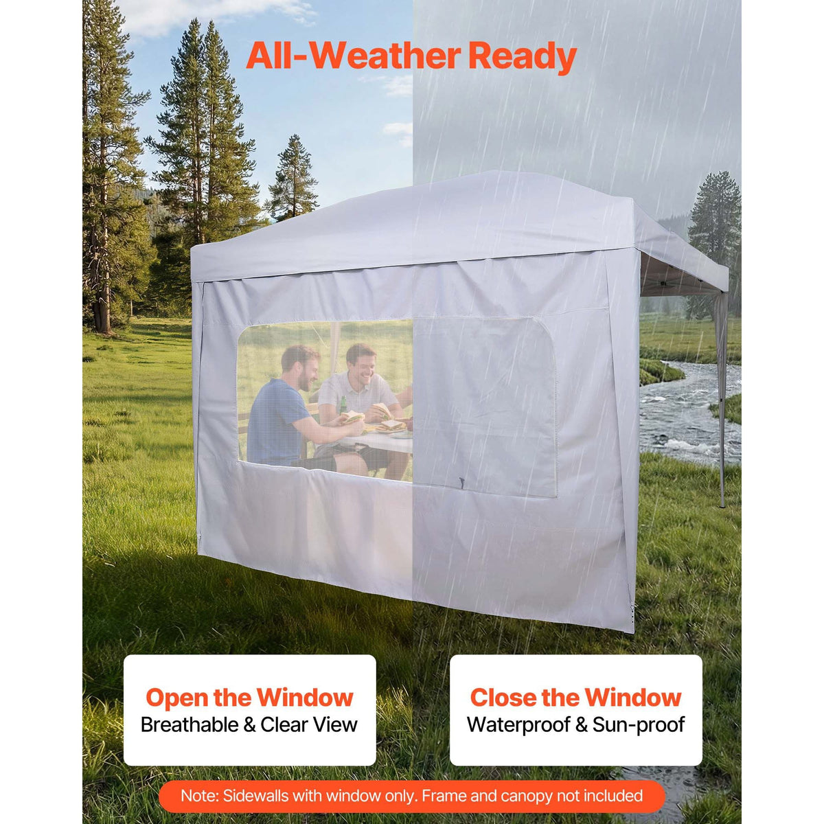 Canopy Sidewalls, Fit for 10 x 10 ft Pop Up Canopy Tent, Tent Side Walls with Waterproof and Sunlight Protection Layer for Outdoor Event Tents, Vendor Booths, Camping (1 Sidewall Only, White)