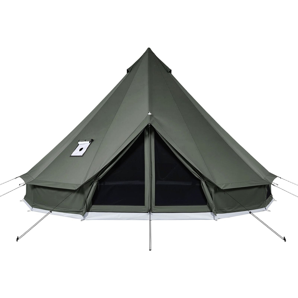 Canvas Bell Tent, 4 Seasons 13.12 ft Yurt Tent for Camping with Stove Jack, Canvas Breathable Holds up to 4 People with Zipped Detachable Floor, for Family Camping Glamping Outdoor Hunting Party